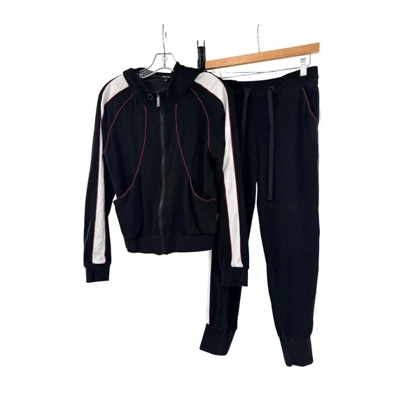 MICHI Black White Red Tracksuit Set Hoodie Joggers Athletic Athleisure Womens S - Picture 1 of 10